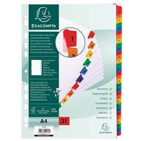 Register mit Zahlenaufdruck Exacompta - Weißer Karton, 160 g - A4