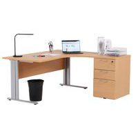 Mesa de oficina compacta con cajonera - Haya - Manutan Expert