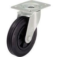 Rueda pivotante con pletina - Carga de 50 a 295 kg - Negra
