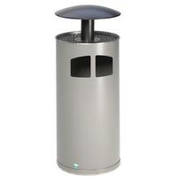 Papelera con cenicero, de 75 L, plata - Var