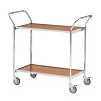 Mesa de acabado gris con ruedas y dos asas - 2 bandejas - Capacidad 150 kg