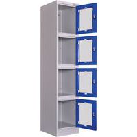 Taquilla con puerta transparente con 4 compartimentos - 450 mm de fondo - Sin montar - Manutan
