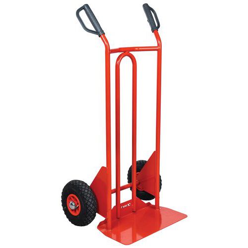Carretilla de acero - Ruedas neumáticas - Pala fija - Capacidad 250 kg