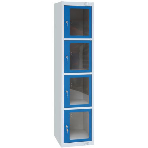 Taquilla con puerta transparente con 4 compartimentos - 500 mm de fondo - Para montar - Manutan Expert