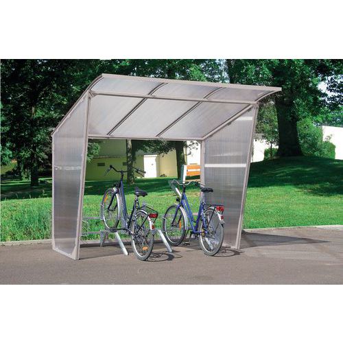 Refugio para bicicletas con techo inclinado - Sin aparcabicicletas