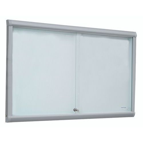 Vitrina de interior con puertas correderas Leader - Fondo de aluminio - Puerta de cristal de máxima seguridad Vitrina de interior con puertas correderas Leader - Fondo de aluminio - Puerta de cristal de máxima seguridad
