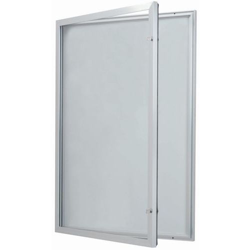 Vitrina de exterior con puerta batiente - Fondo de aluminio - Puerta de vidrio de seguridad - Cerradura difere