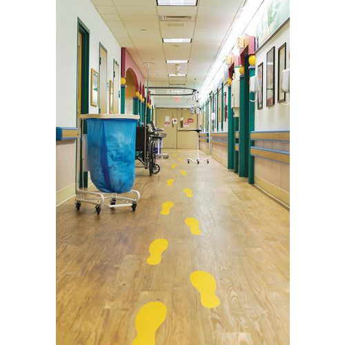 180 x 70 mm, 1 par color amarillo Pegatinas autoadhesivas para marcar el suelo y los pies 