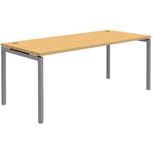 Mesa oficina rectangular Open - Haya/aluminio - Patas fijas - Manutan.es