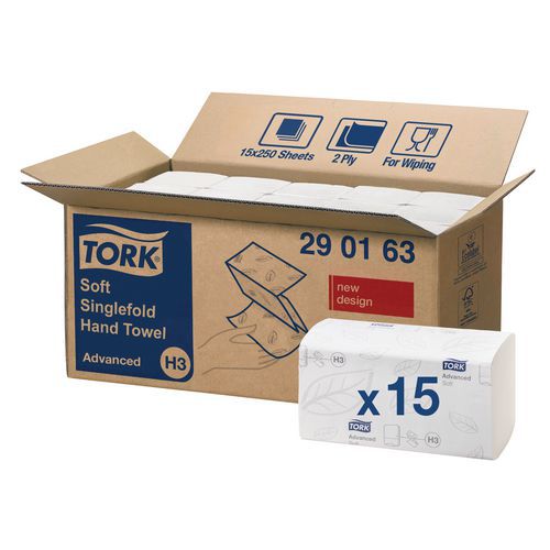 Toallitas de papel Tork Advanced H3 - Plegadas en Z Toallitas de papel Tork Advanced H3 - Plegadas en Z