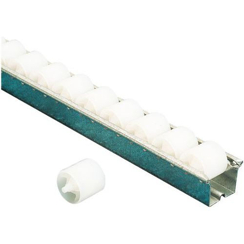 Riel de rodillos de plástico para carga ligera - Longitud 2000 mm - Bito Riel de rodillos de plástico para carga ligera - Longitud 2000 mm - Bito