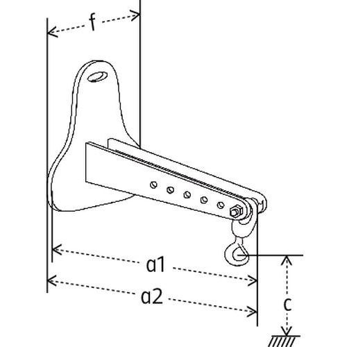 a1 = Longitud útil a2 = Longitud total c = Altura de elevación mínima f = Ancho total a1 = Longitud útil a2 = Longitud total c = Altura de elevación mínima f = Ancho total