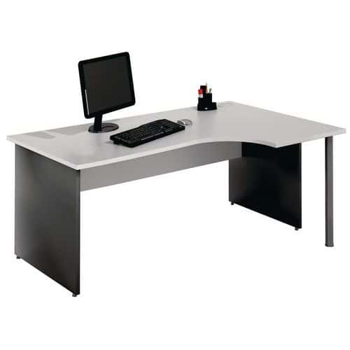 Mesa de oficina rectangular Open - Haya/aluminio - Patas fijas 