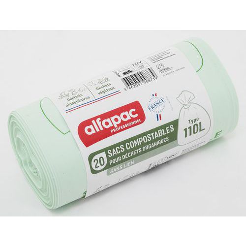 Bolsa de basura compostable para residuos orgánicos 110 L - Alfapac