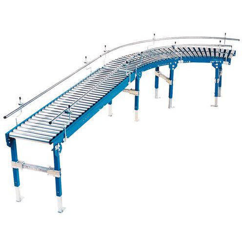 Curva de cinta transportadora gravitacional con rodillos de acero Ø mm - Somefi - Manutan.es