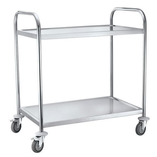 Carro con bandejas de acero inoxidable - 2 bandejas - Capacidad para 100 kg  - Manutan.es