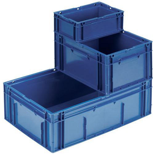 Auer 2x Eurocontainer 60x40x18,5 Cm – Opbergbox Met Deksel, 35 Liter, PP, Gemaakt In Duitsland