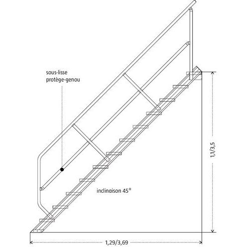 Escalera inclinación 45° - Anchura 800 mm - Manutan España