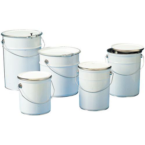 Cubo de metal blanco con tapa de palanca 7 L Manutan.es