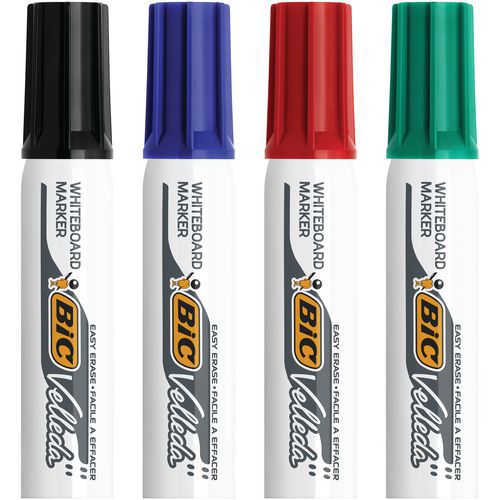 BIC Velleda 1781 – Pennarelli Per Lavagna Bianca – Punta A Scalpello (3,5-5,5 Mm) – Confezione 12 Pezzi – Nero