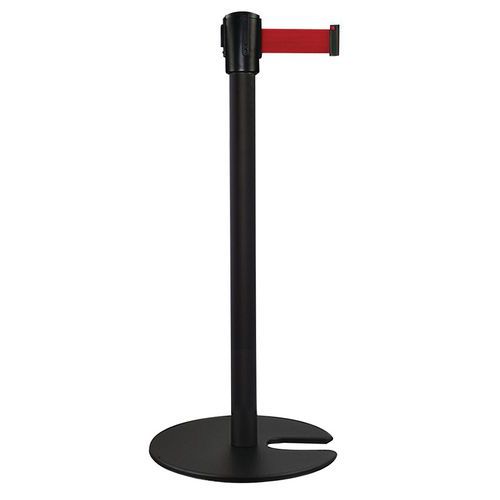 Poste negro con correa 5 m - Base apilable - Manutan Expert