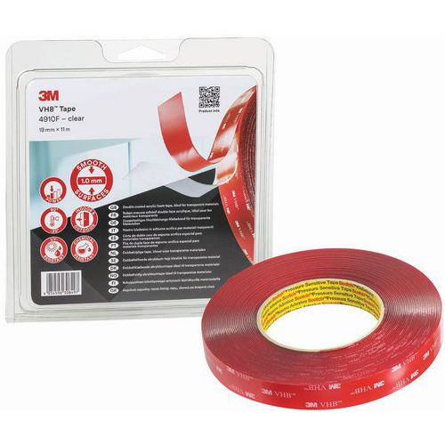 Identificar tono Educación escolar Cinta adhesiva espuma acrílica doble cara transparente VHB™ - 4910 F - 3M -  Manutan.es