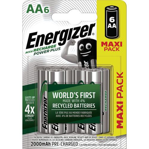 Pila Power Plus AA precargada - 2000 mAh - Lote de 6 - Energizer Pila Power Plus AA precargada - 2000 mAh - Lote de 6 - Energizer