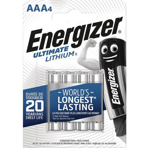 Pilas de litio Ultimate - AAA/LR03 - 1,5 V - Lote de 4 - Energizer 