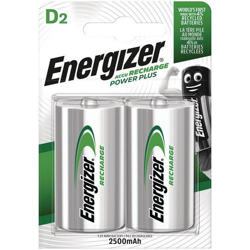 Pila alcalina recargable - D/LR20 - Lote de 2 - Energizer 