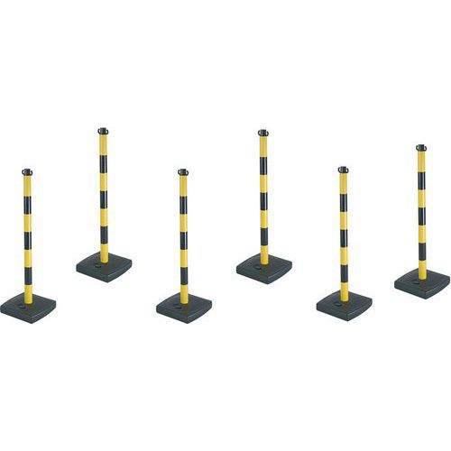 Poste para cadena con base de PVC - Lote de 6 Poste para cadena con base de PVC - Lote de 6