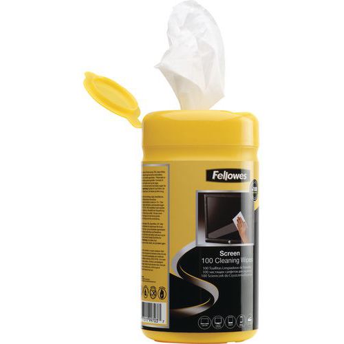 Caja de toallitas de limpieza biodegradables para pantallas - Fellowes Caja de toallitas de limpieza biodegradables para pantallas - Fellowes