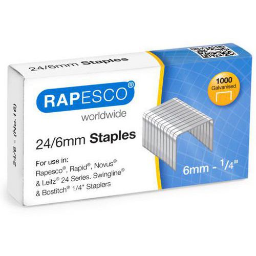 Caja de 1000 grapas 24/6 galvanizadas para grapadora - Rapesco