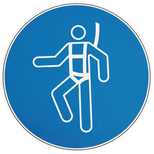 Señal cuadrada de obligación - Arnés de seguridad obligatorio - Aluminio