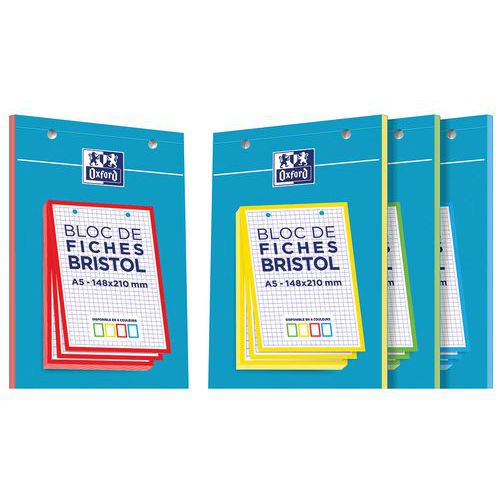 Bristol en bloque Oxford A5 Q5/5 perforadas 210 g surtido - Oxford